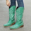 Boot s Western mi-mollet coupe en V broderie Cowgirl Style rétro bout pointu chaussures à enfiler 231206