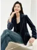 Women's Suits Blazers Vimly-Blazer en Velours Transparent pour Femme Veste Droite Crantee M2799 Automne et Hiver 231205