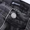 Paarse jeans Desinger Man zwarte Y2K High Street verf Graffiti patroon beschadigde gescheurde skinny broek Denim broek groothandel