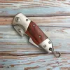 MINI Camping Folding Knife Wood Handle Hunting Survival Keychain Pocket Knife Multi Uses Outdoor Blades