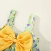 Girl Dresses Children's Floral Dress Girl's Bow Grass Hat Cool Cute Durable Summer Vacation Sweet Casual Set