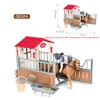 Figurines d'action Oenux Farm Stable House Modèle Figurines d'action Cavalier émulationnel Cheval Animaux Playset Figurine Mignon Éducatif Enfants Jouet Cadeau 231206