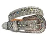 Ceinture occidentale en strass pour hommes et femmes, Cowboy Cowboy, cristal scintillant, clouté, boucle amovible, 8479332