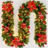 Noel Süslemeleri Noel Çelenk 2.7m/8.8ft LED Noel Rattan Yapay Çiçek Vine Bitkileri Kapalı Açık Bahçe Kapısı Merdiven Ev Dekorasyonu 231207