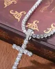 Cross Pendant Necklace Hip Hop 4mm 5mm Vvs Moissanite Diamond Tennis Chain 925 Silver for Women Men Jewelry