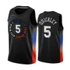 New York''Knicks''Heren Obi Toppin Myles Powell Dennis Smith Jr. Alec Burks RJ Barrett''City''Edition''Zwarte Jersey