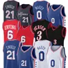 2023 2024 Tyrese Maxey Joel Embiid 21 Maillot de basket-ball Allen Iverson Julius Erving Sixer City Black Edition Chemise rétro Blanc Bleu Maillots