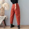 Calças femininas s inverno baggy para baixo algodão harem quente tornozelo fofo casual pantalones grosso elástico cintura alta mulheres oversize calças 231206