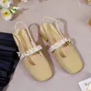 Tofflor Fashion Solid Color Sandals Women Baotou Medium Tjock Heel Gentle Belt Buckle Bekväma Single Shoes Women's 231207