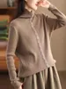 Maglioni da donna Autunno Inverno Pullover in maglia tinta unita da donna Dolcevita vintage monopetto Maglioni femminili eleganti per tutti i abbinamenti