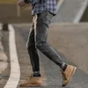 Men's Jeans Man Cowboy Pants Tight Pipe Torn Motorcycle Trousers Broken Ripped Slim Fit Cropped With Holes Skinny Korean Style