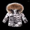 Daunenmantel -30 Grad Kinder Winterkleidung Camouflage Dicke Jacke für kleine Jungen warme rote Mädchen 2-8T