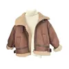 Coat Cashmere Leather Jacket Winter Keep Warm Boys Thick Lining with Plush Fur Collar Hooded Heavy for Kids Girls Coats 231207