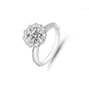 1 CT Moissanite Rings for Women Engagement Hights لها عباد الشمس 925 زفاف الفضة الفضية