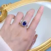 Romantic Sapphire Diamond Ring 100% Real 925 Sterling Silver Party Wedding Band Rings for Women Promise Engagement Jewelry Gift