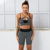 Active Sets Woman Yoga Pants Suit 2 Piece Set Women Workout Clothing Gym Shorts Fitness Sportswear Crop Top Sports Bra Leggings