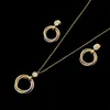 Diamond Pendant Necklace Earrings Set Titanium Steel Three Rings Enkel personlig valentinsdagspresent