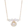 Pendentif Colliers Collier de coquille de perle à la mode pour les femmes montrent le tempérament incrusté de zircon brillant exquis ras du cou bijoux accessoires