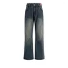 Men's Jeans Retro Washed American High Street Casual Loose Straight Wide Leg Comfortable Youth Denim Trousers Male