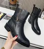 Kvinnor Westside Flat High Ankle Boots Dark Brown Rubber Insert Black Calf Leather Side Zip Autumn and Winter Martin Sneakers With Box