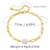 Strand CCGOOD Natural Freshwater Pearls Bracelet For Women Paper Clip Gold Plated 18 K High Quality Bracelets Minimalist Jewelry Girl