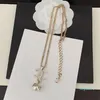 Collier classique à Double lettre de styliste, pendentif en perles, strass, chaîne en laiton, collier à breloques pour femmes, livraison