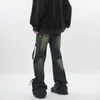 Мужские джинсы Американский ретро Хип-хоп Плиссированные стримеры Уличный тренд Тай-дай Свободные прямые брюки со средней талией Потертые потертые брюки