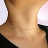 CZ station choker halsband fin 925 sterling silver 5st bezel cz prickar geometriska enkla modeflickor kvinnor gåva tunn benben ch8431339