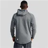 Yoga Outfit Hommes Nouvelle veste à capuche à fermeture à glissière décontractée à manches longues en plein air Jogger Fitness Sports Tissu brossé double face Matériel d'extérieur Dhguw