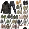 Giacche tattiche Softshell Giacca da esterno Pantaloni Set Caccia nei boschi Abbigliamento da tiro Cappotto mimetico Combattimento Giacca a vento mimetica Drop De Dhoka