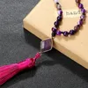 Pendant Necklaces 108Mala 6mm Purple Striped Agate Beads For Women Men Yoga Trendy Handmade Bracelet&Necklace Set Fashion Jewelry Energy