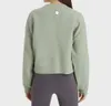 Ll kadın yoga nedensel sweatshirtler gevşek uyum uzun kollu kazak bayanlar pamuk egzersiz atletik spor salonu gömlek giyim 521
