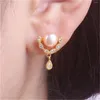 Pendientes De Perlas De Agua Dulce De Moda Con Incrustaciones De Gotas De Agua En Forma De V De Circón Personalizados Y Minimalistas