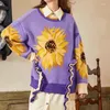 Women's Sweaters TEROKINIZO Vintage Sweater Women Arrival Edible Tree Patchwork Long Sleeve Pullover Jumpers Loose Knitted Pull Femme