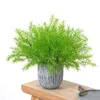 Fleurs décoratives 34 cm artificielles pour la décoration de plantes en plastique, fausses fougères vertes plantées dans un pot de fleurs, décoration de jardin, de maison, de mariage