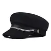 Baretten Ball Caps Wollen Kasjmier Baret Brief Hoed Pu-ketting Metalen Achthoekige Cap Koreaanse Vrouwelijke Engelse Mode Militaire Drop Delivery Otet4