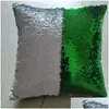 Party Favor Sequins Mermaid Pillows Case Cushion Ny sublimering Magic Sequin Blank kuddfodral Överföring Tryck DIY Personlig GI DHEFC