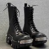 Boots Bulldozer Metal Platform Tank Punk Getins Leather Boots Designer Motorcycle Botas personnalisé