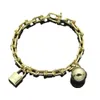 Bracelets à main pour femmes avec boule de verrouillage, chaîne de bijoux de créateur, couche unique en forme de U, or/argent/rose, marque complète comme cadeau de mariage et de noël