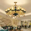 European Luminaire Champagne Color Crystal Chandelier Living Room Luxurious Atmospheric Restaurant Pendant Lamps Bedroom Lighting