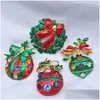 Pins Brooches 4pcs Year Series Metal Drops Belt Mixed Tree 41-46mm Jewelry Gift Christmas Decoration Brooch Drop Delivery Dhzpl