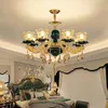 European Luminaire Champagne Color Crystal Chandelier Living Room Luxurious Atmospheric Restaurant Pendant Lamps Bedroom Lighting