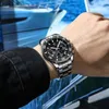 Relógios de pulso Homens Relógio de Aço Inoxidável À Prova D 'Água Luminous Negócios Luxo Homens Data Lua Fase Quartz Relógios para Reloj Hombre