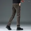 Men's Pants Brand Autumn Winter Brushed Fabric Casual Men Thick Business Work Slim Cotton Black Grey Trousers Male Plus Size 38