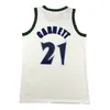 2023/24 #5 Anthony Edwards 32 Karl-Anthony Towns City Basketball Jerseys Mens 21 Kevin Garnett Cream 레트로 셔츠