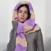 Écharpes Écharpe rayée colorée d'hiver épaissie chaude en laine d'agneau écharpe tricotée en plein air longue peluche douce Y2k châle cadeaux de noël hijab 231204