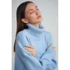 Tröjor Womens High Collar Women's Autumn/Winter Loose Classic Versatile Solid Color Pullover Tröja 577