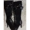 Stiefel sexy Spitze Kniestiefel Gothic Cosplay Schnürung High Heel Stiefel Bogenknoten Engant Ladies Shoes Plus Size 42 231206