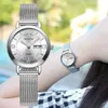 designer horlogehorloges Wanghong dames-Koreaanse versie eenvoudig waterdicht lichtgevende dubbele kalender niet volledig automatisch