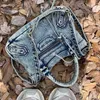 Fashion Retro Retro Tone Washed Biker Denim Sacs en cuir sacs Sense Sense Senture Niche à main Crossbody 122223A